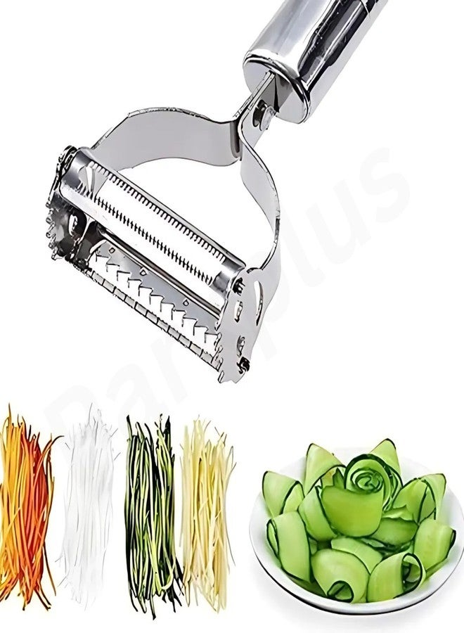 Parkplus أداة بارك بلس المزدوجة 2 في 1 لتقشير وتقطيع الخضراوات والفواكه بشفرات جوليان ومسننة، أداة مطبخ من الفولاذ المقاوم للصدأ - Image 5